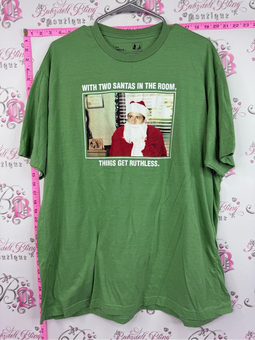 The office tv show shirt funny Green Holiday Graphic Tee with Santa Humor
